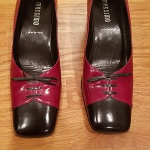 Massimo BURGUNDY RED BLACK Leather ITALY Pumps